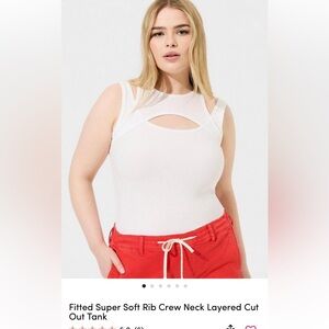 Torrid Cream Ribbed Cut-Out Tank Top